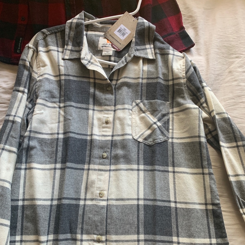 Grey and white womens flannel